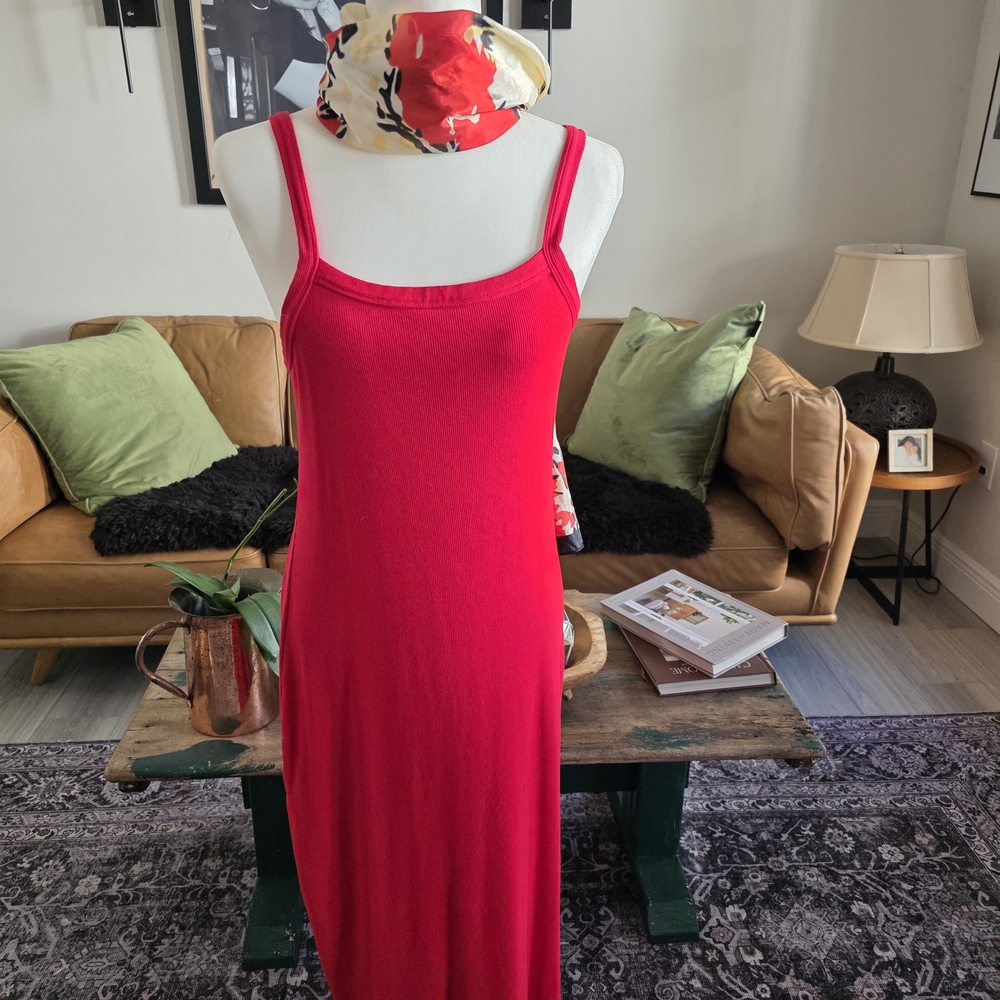 LOFT Red Midi Dress